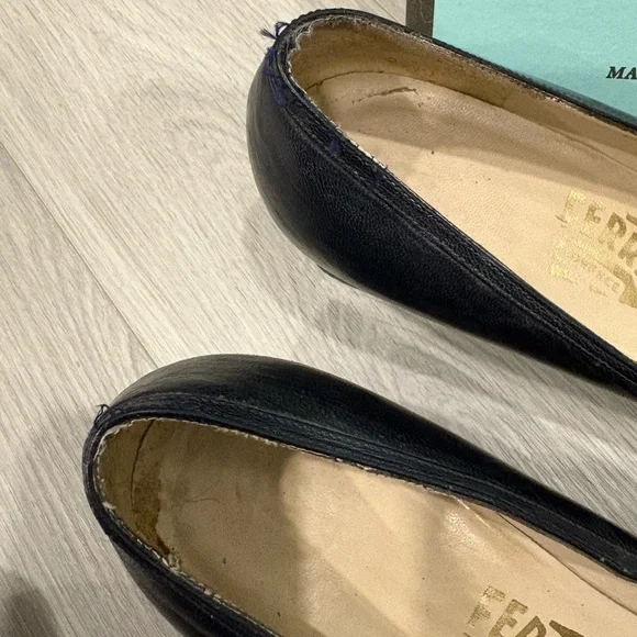 Vintage Salvatore Ferragamo Navy Leather Gancini Loafers 9.5 AA - Picture 8 of 10